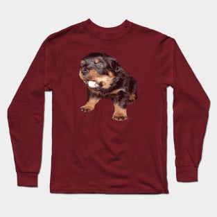 Rottweiler Puppy with Shocked Open Mouth Expression Long Sleeve T-Shirt